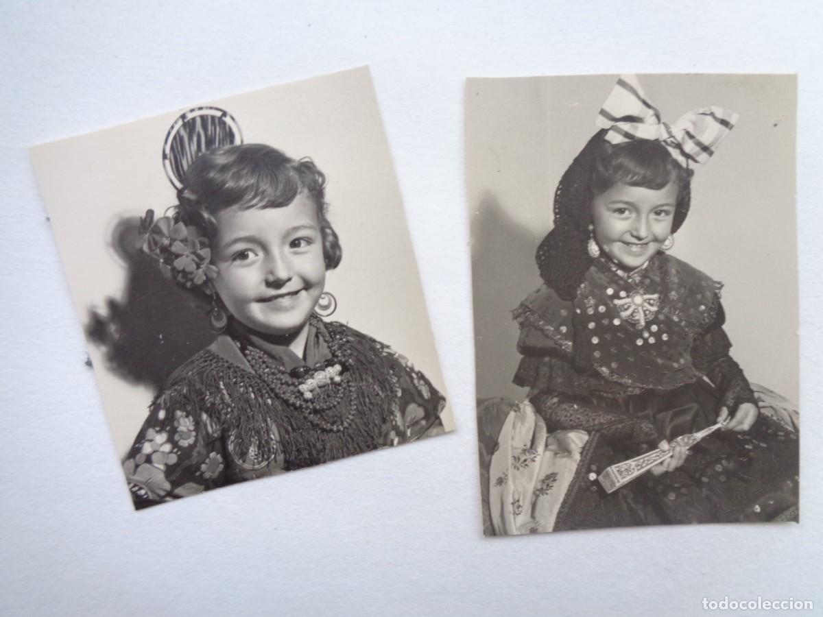 Fotograf&iacute;a antigua: LOTE DE 2 PRECIOSAS FOTOS DE ESTUDIO DE NI&Ntilde;A VESTIDA CON TRAJE REGIONAL Y FALLERA