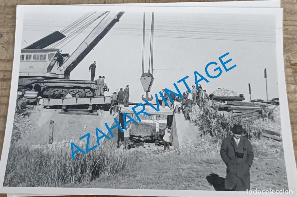 Fotograf&iacute;a antigua: ANTIGUA FOTOGRAFIA, TRABAJOS DE MANTENIMIENTO LINEA FERROVIARIA, FERROCARRIL,102X72MM