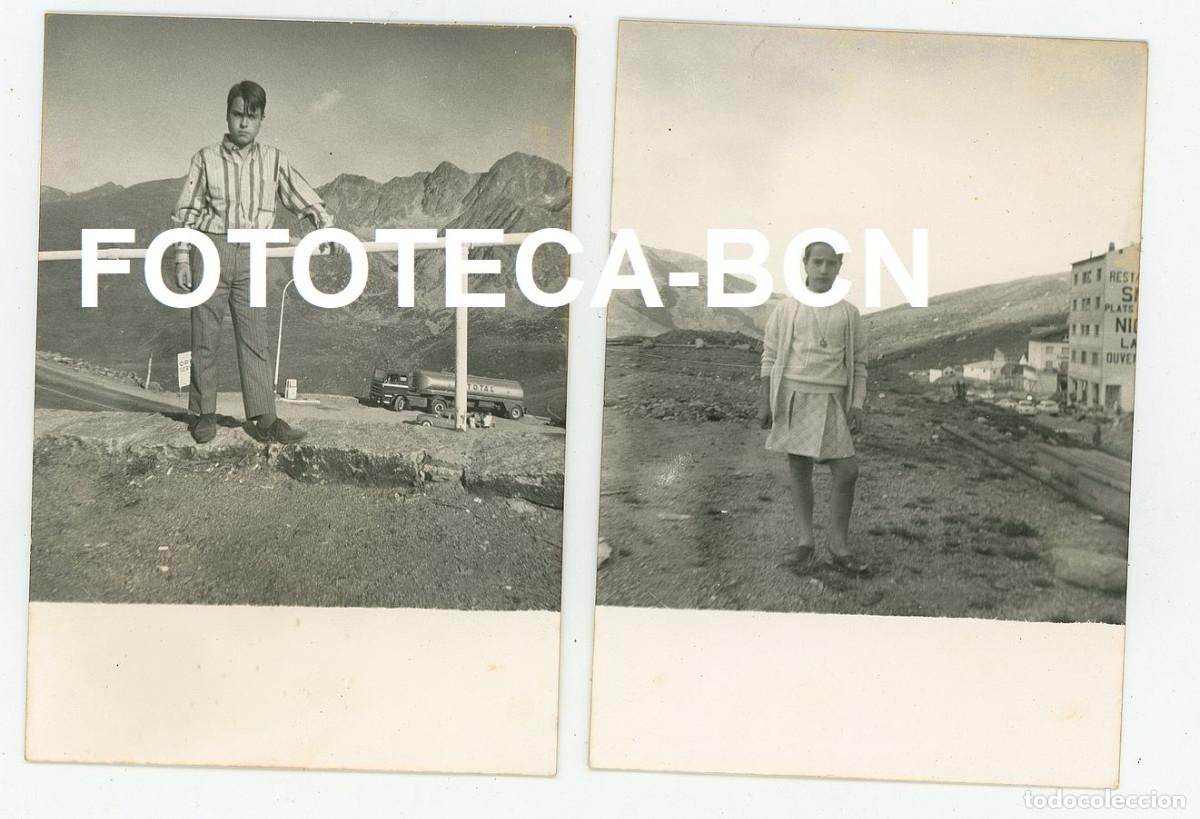 Fotograf&iacute;a antigua: LOTE 2 FOTOS ORIGINALES ANDORRA GASOLINERA CAMION COMPA&Ntilde;IA TOTAL RESTAURANTE A&Ntilde;OS 60