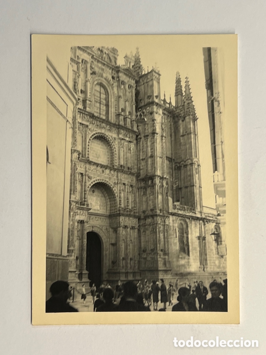 Alte Fotografie: PLASENCIA (Caceres) Fotograf&iacute;a Catedral antigua o de Santa Mar&iacute;a. Fachada (h.1955?)
