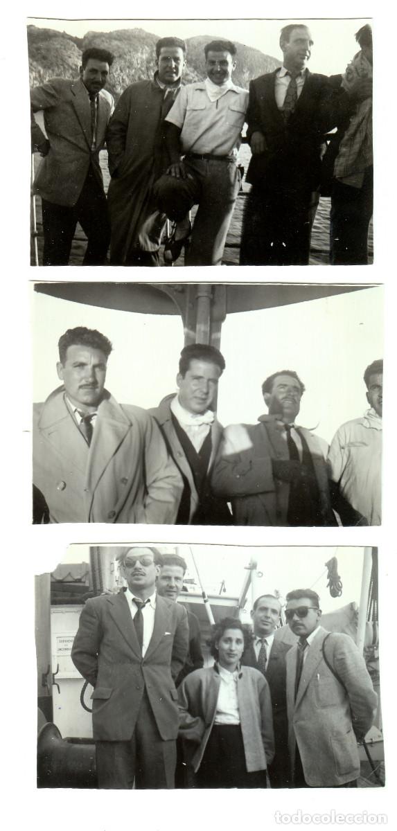 Antique Photography: 3 fotos. Dama y caballeros navegando en un barco. A&ntilde;os 50. aa
