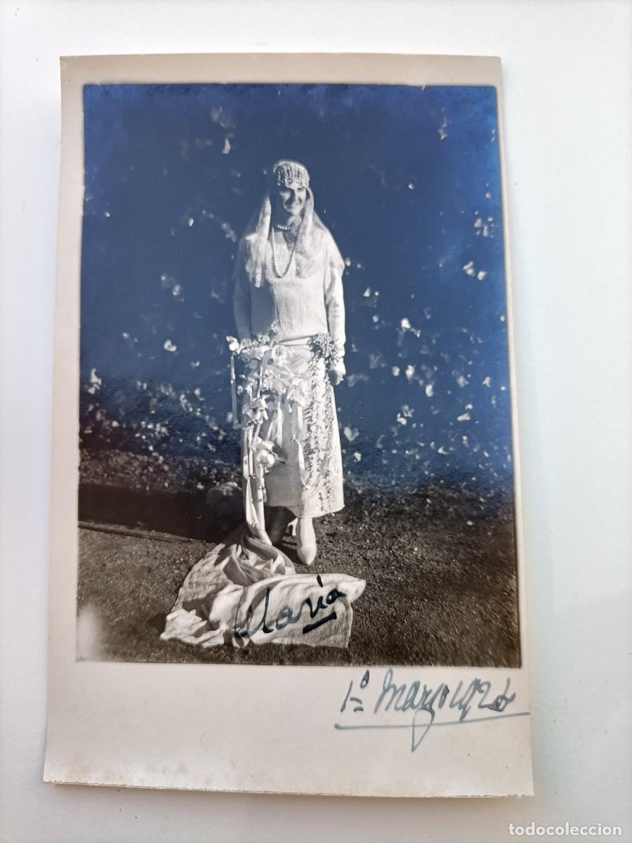 Photographie ancienne: FOTOGRAFIA DE MUJER CON TRAJE DE BODA, A&Ntilde;O 1924, TAMA&Ntilde;O POSTAL.