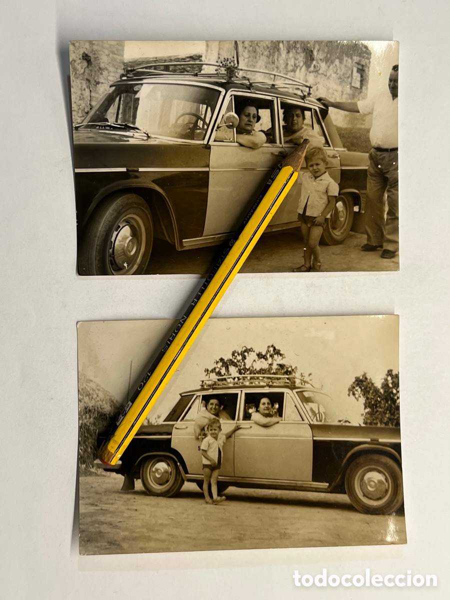 Fotograf&iacute;a antigua: SEAT 1500 (2) fotograf&iacute;as.. Comienzan las vacaciones para los Garcia&hellip; (h.1960?)