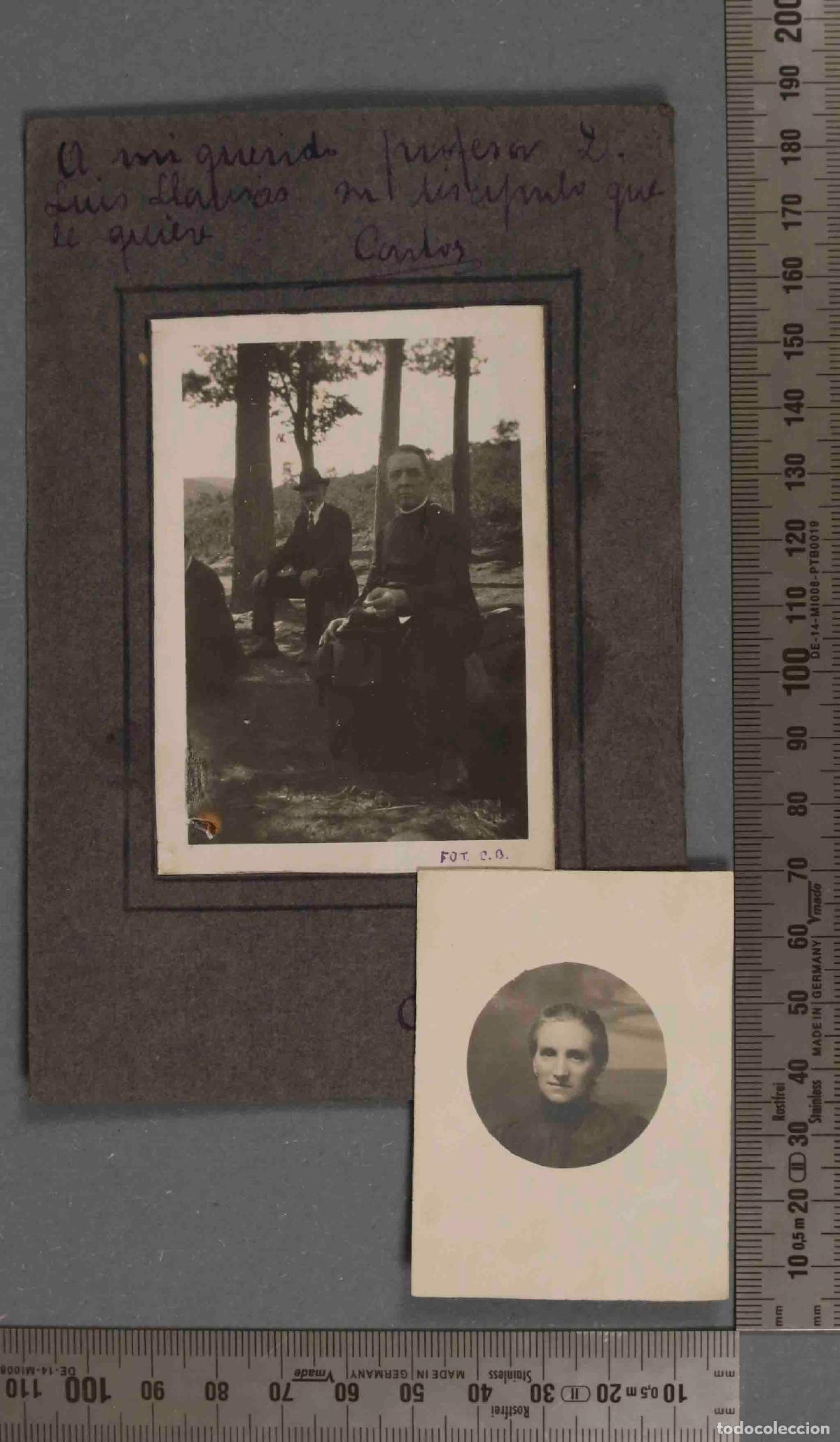 Fotografia antiga: FOTOGRAFIA. SACERDOTE EN CAMPO. Y RETRATO SE&Ntilde;ORA