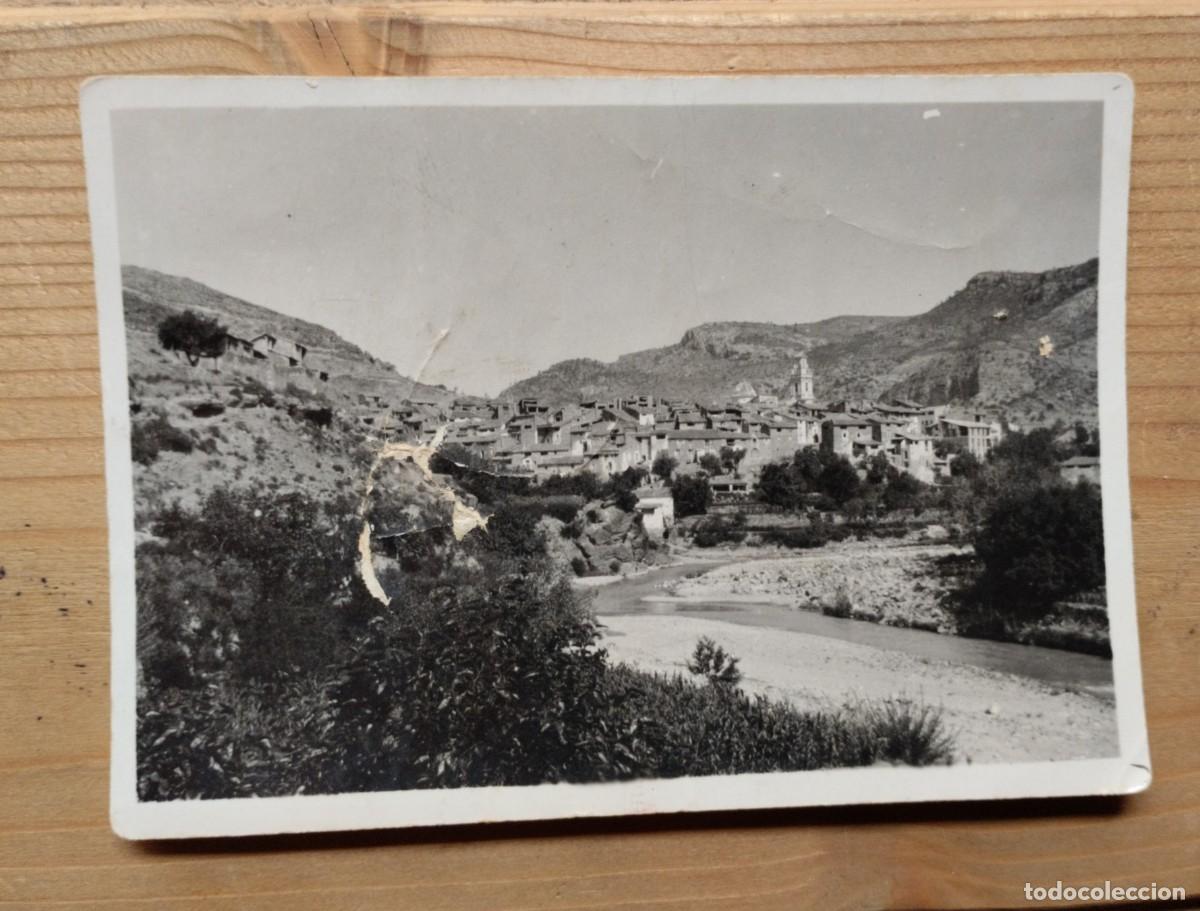 Photographie ancienne: Fotograf&iacute;a antigua de vista de Montanejos y r&iacute;o Mijares. Pueblo de Castell&oacute;n