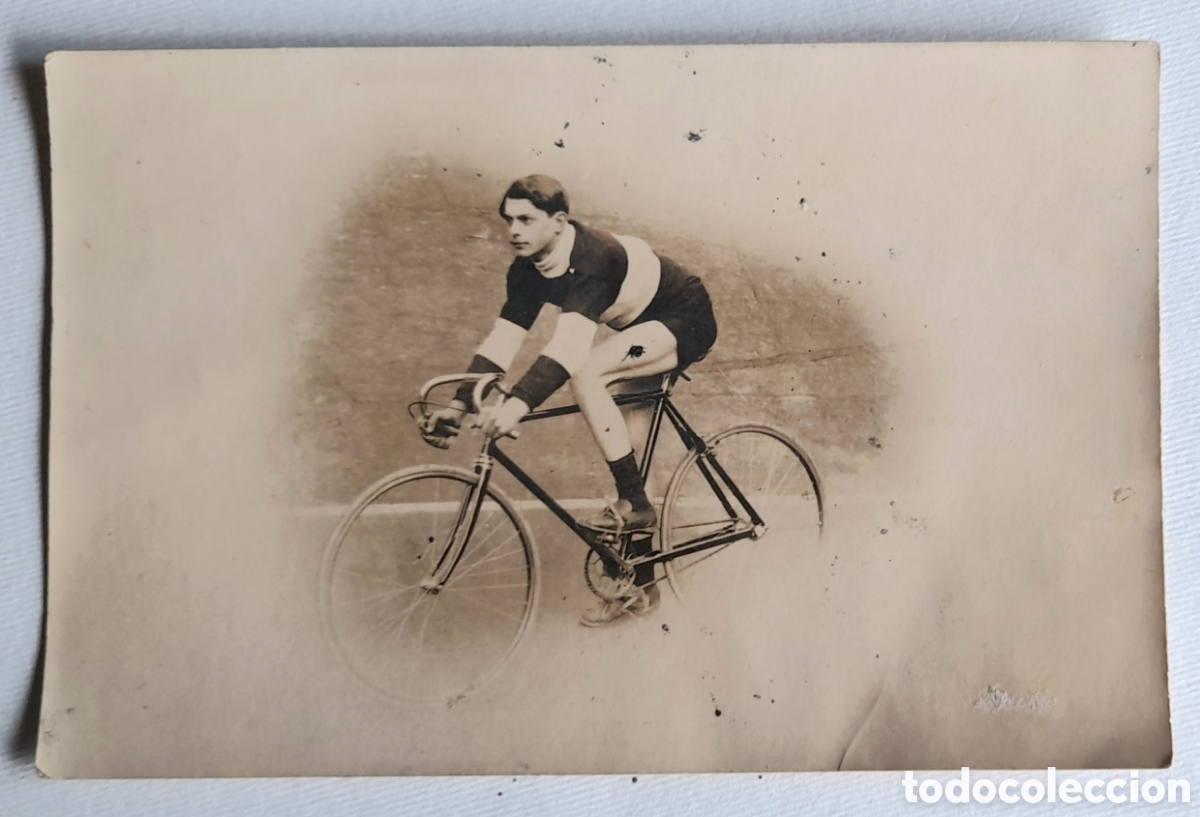 Fotografia antiga: Antigua foto de ciclista. A&ntilde;os 20