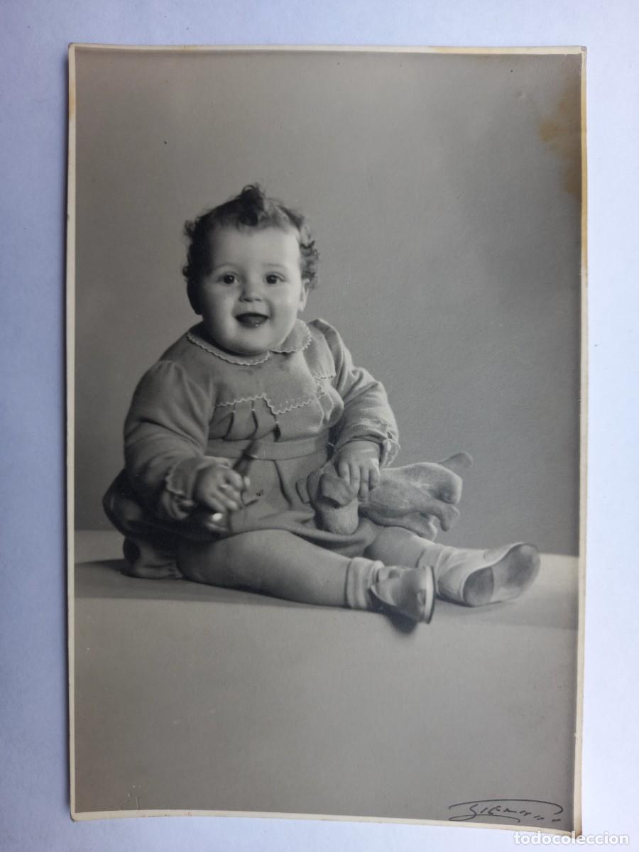 Photographie ancienne: NI&Ntilde;A CON PELUCHE. GIRL WITH TEDDY. FILLE AVEC TEDDY.