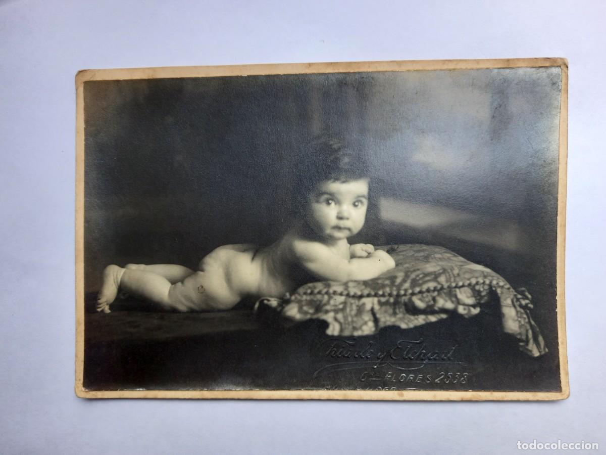 Photographie ancienne: HERMOSO BEB&Eacute;, BEAUTIFUL BABY, BEAU B&Eacute;B&Eacute; NU DESNUDO NAKED