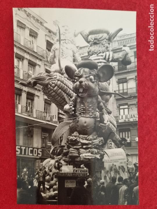 Fotografia antiga: ANTIGUA FOTO DE FALLA DE VALENCIA PLAZA DE LA MERCED TAMA&Ntilde;O POSTAL ORIGINAL FF13