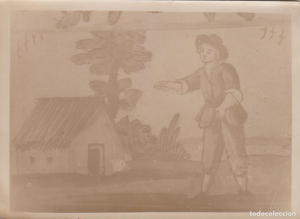 Fotograf&iacute;a antigua: Foto. Azulejo barroco Labrador sembrando la huerta, barraca Fot&oacute;grafo Vidal Valencia A&ntilde;os 40? q aa