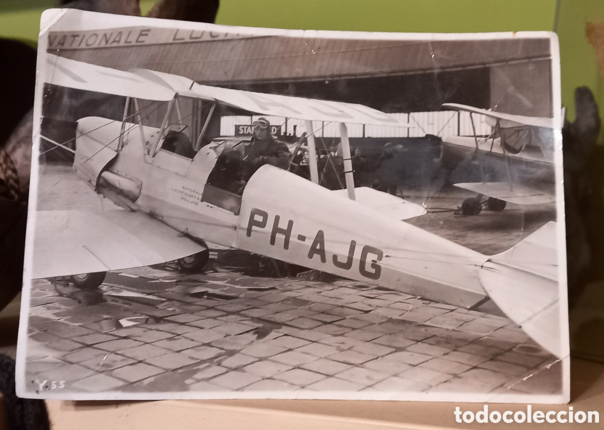 Antique Photography: foto avi&oacute;n Havilland DH.82 Tiger Moth Escuela Nacional de Aeron&aacute;utica de la Haya env&iacute;o de M&aacute;laga