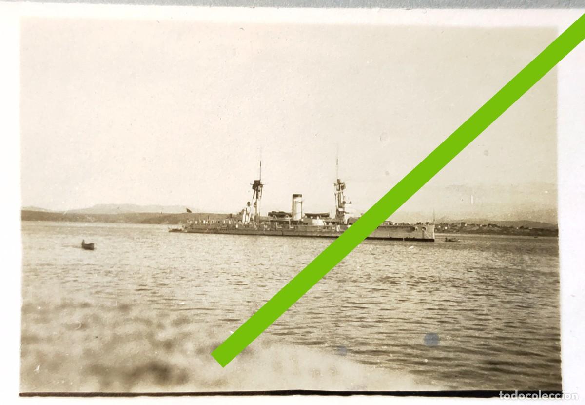 Fotograf&iacute;a antigua: Antigua fotograf&iacute;a. BARCO ACORAZADO ALFONSO XIII. Puerto de Santander. Cantabria. A&ntilde;o 1927.