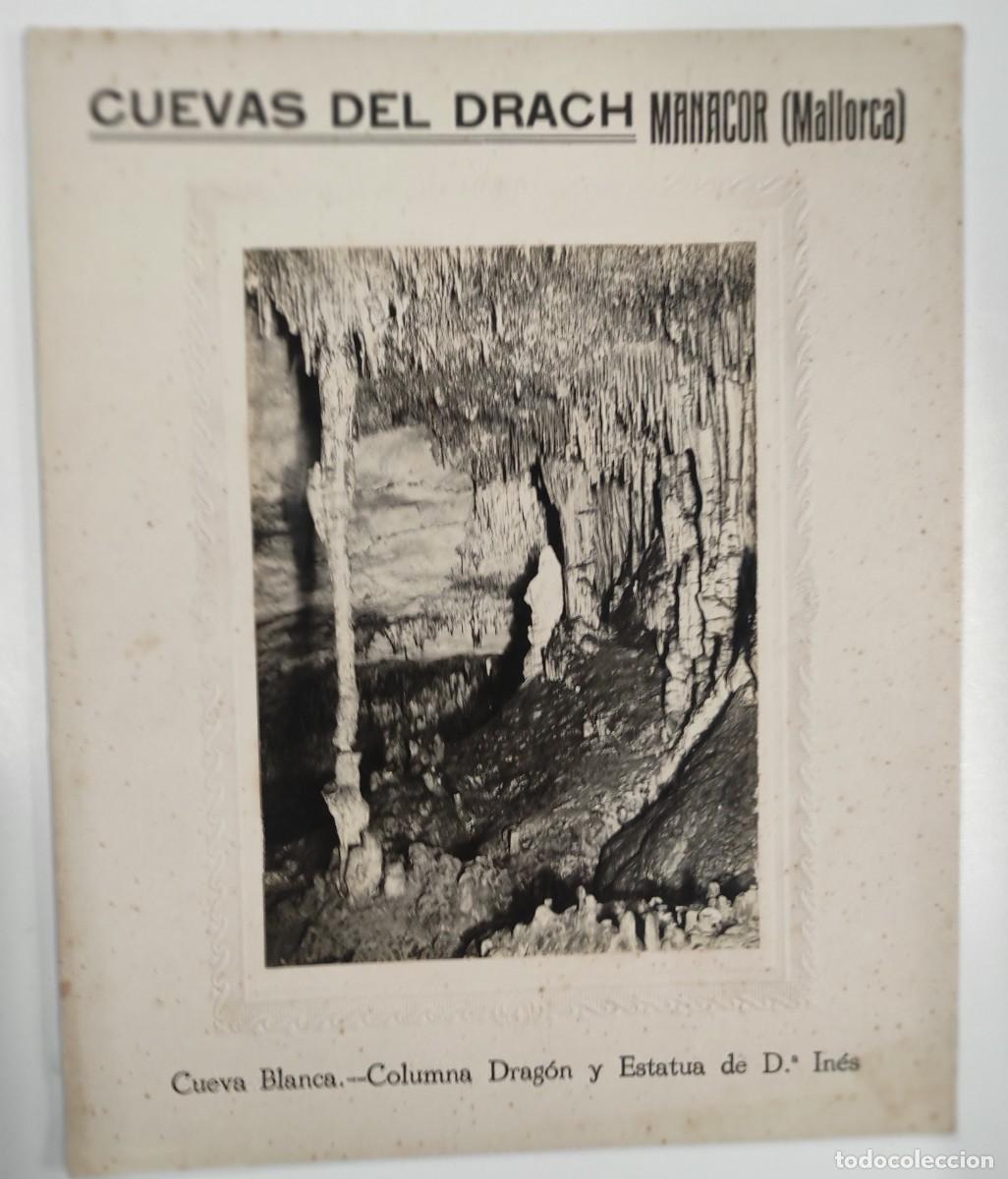 Fotograf&iacute;a antigua: Fotograf&iacute;a - Recordatorio - CUEVAS DEL DRACH - Cueva Blanca - Columna Drag&oacute;n y Estatua de D&ordf; In&eacute;s -
