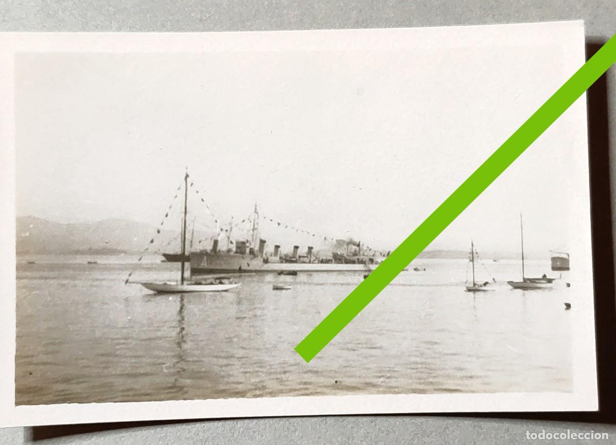 Fotograf&iacute;a antigua: Antigua fotograf&iacute;a. Puerto de Santander. Barco militar destructor Alsedo. A&ntilde;os 20.