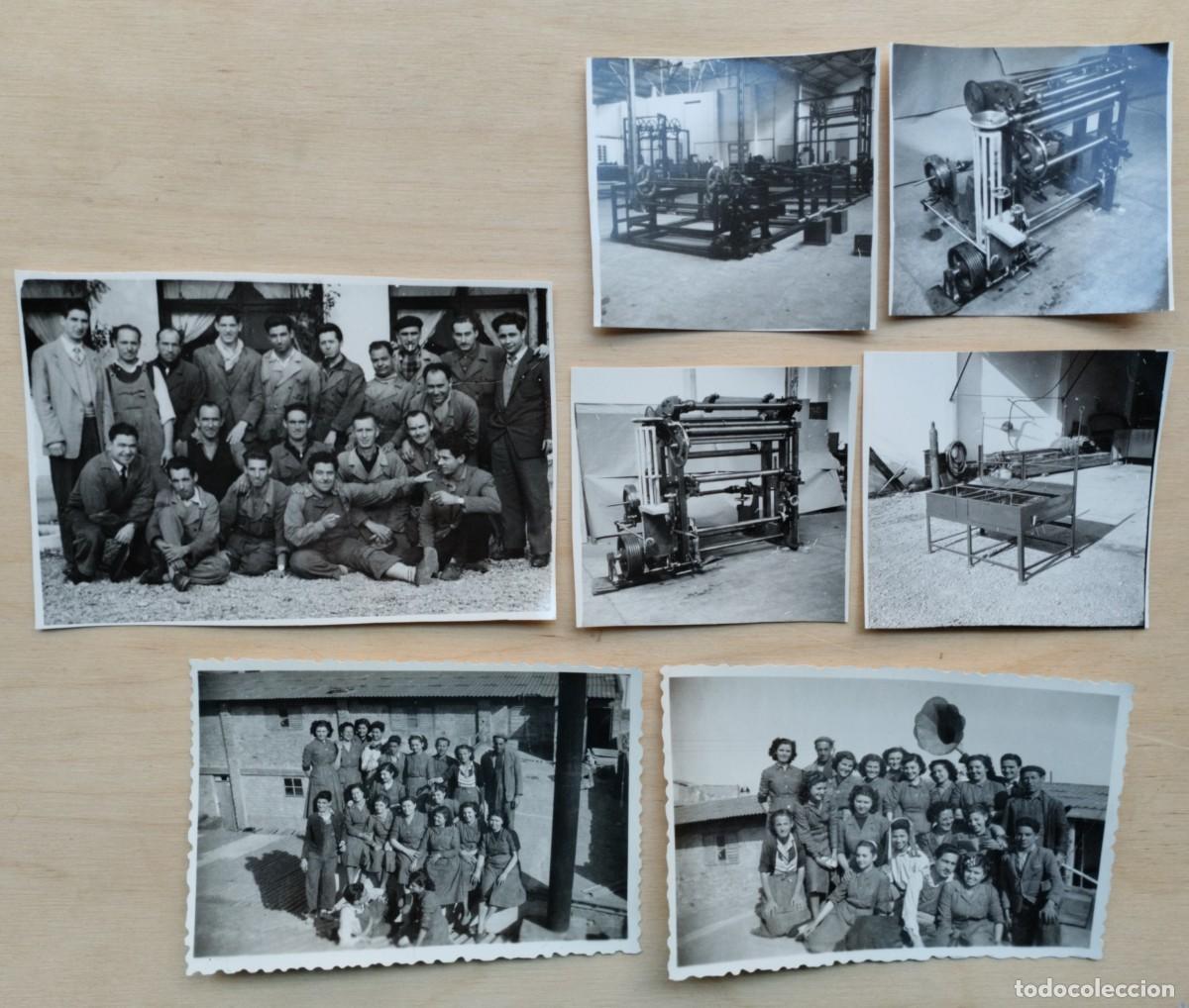 Fotografia antiga: Lote fotograf&iacute;as antiguas de una f&aacute;brica textil ?. Maquinaria, f&aacute;brica, trabajadoras y trabajadores