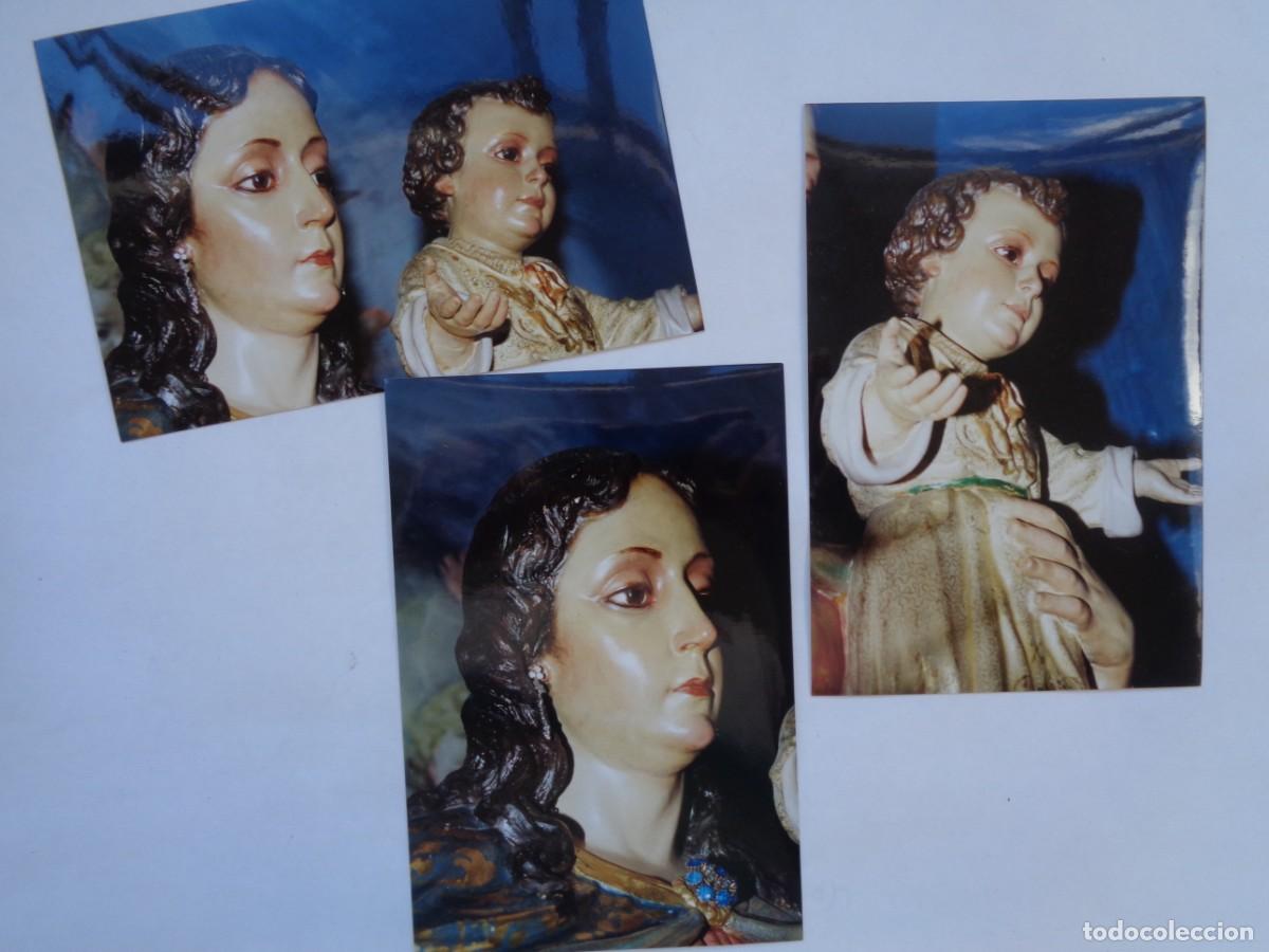 Fotografia antiga: LOTE DE 3 FOTOS DE IMAGEN DE LA VIRGEN MARIA AUXILIADORA CON NI&Ntilde;O , DETALLES