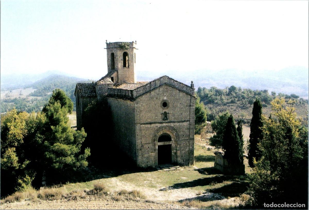 Fotograf&iacute;a antigua: Calonge de Segarra - Esgl&eacute;sia de Santa Fe - Reverso: Escudo del municipio - 141x95mm