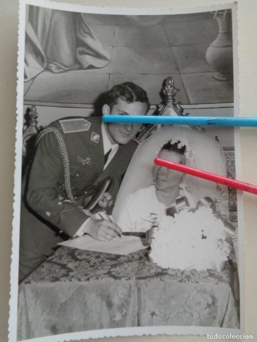 Fotograf&iacute;a antigua: AVIACION : FOTO BODA DE MILITAR , TENIENTE PILOTO DEL EJERCITO DEL AIRE . 11.5 X 17.5 CM
