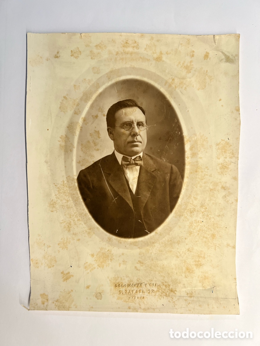 Fotograf&iacute;a antigua: SAN RAFAEL, LA HABANA. Fotograf&iacute;a Original. Se&ntilde;or con gafas Quevedo.. COLOMINA & CIA (h.1910?)