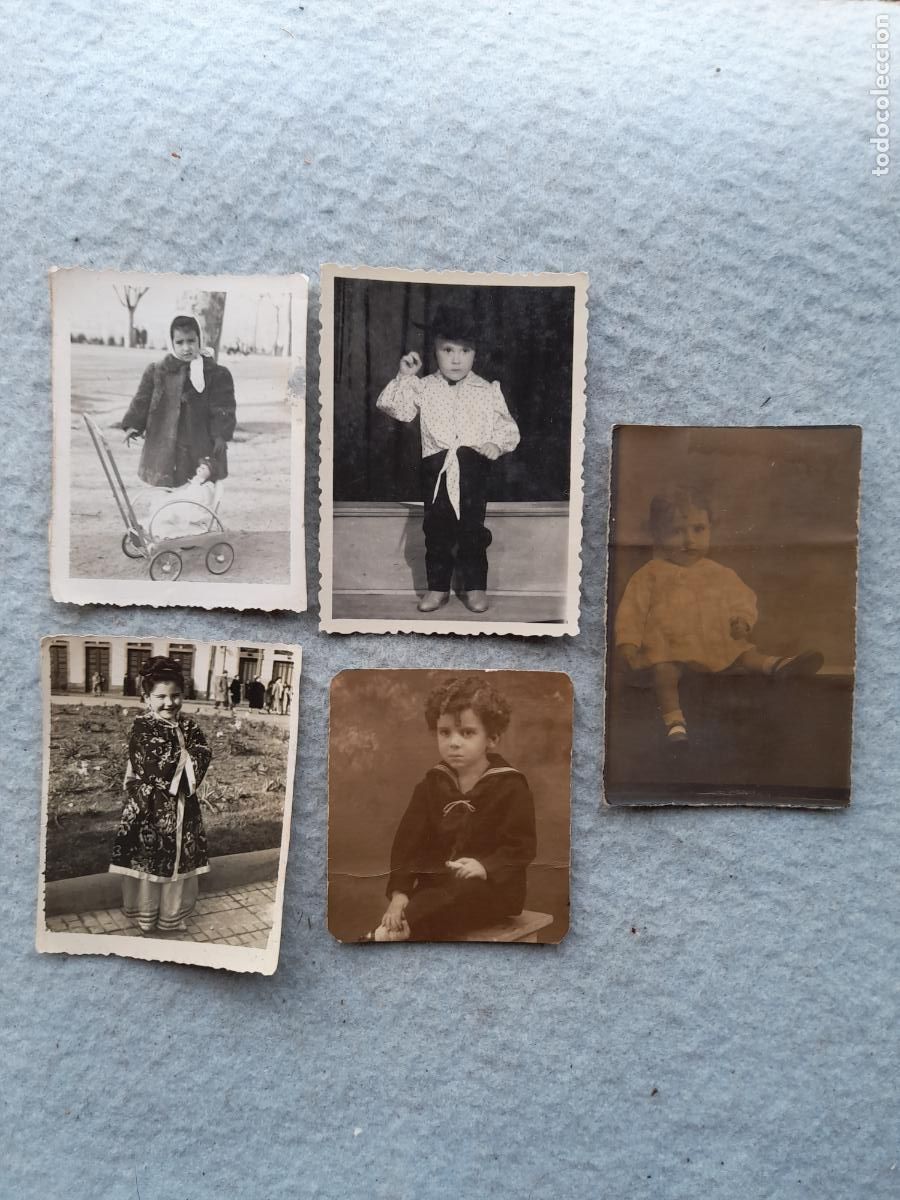 Fotografia antiga: Lote de 5 Fotograf&iacute;as Antiguas de Ni&ntilde;os.
