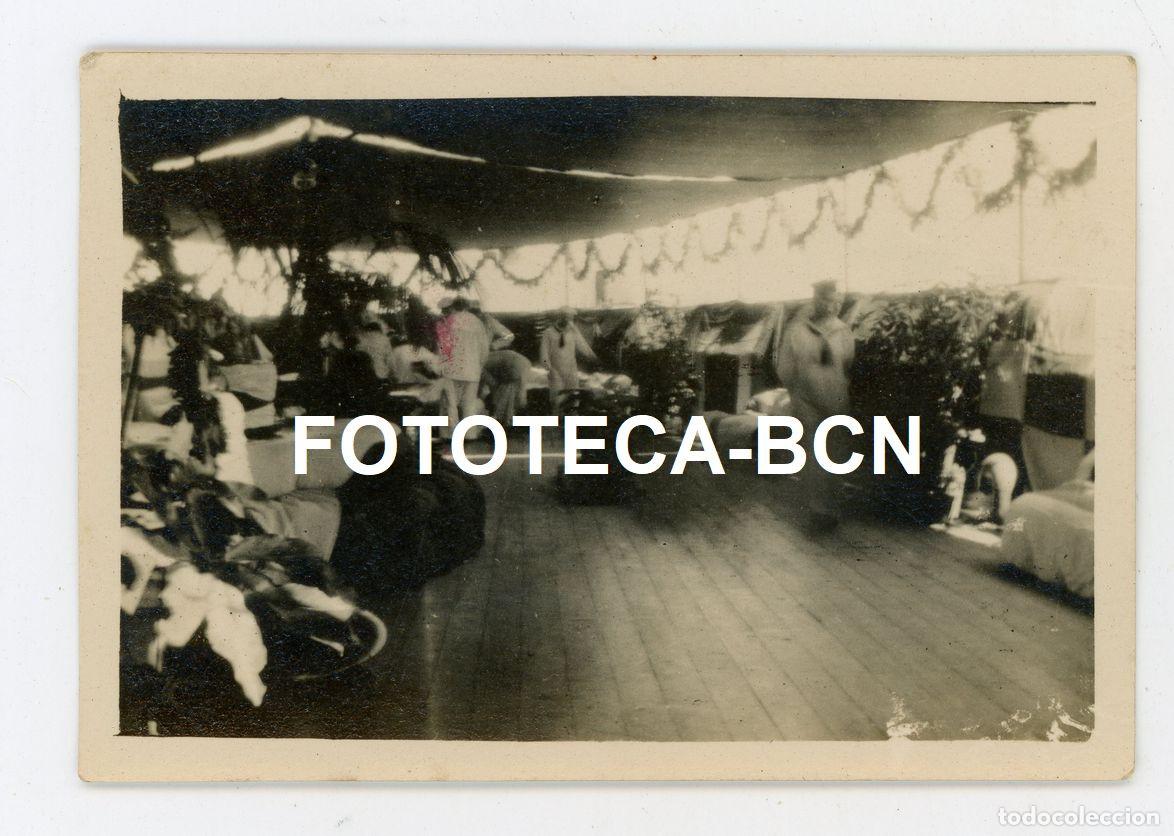 Fotograf&iacute;a antigua: FOTO ORIGINAL BARCO BUQUE DE GUERRA ESPA&Ntilde;OL CUBIERTA ENGALANADA PARA BAILE A&Ntilde;OS 20