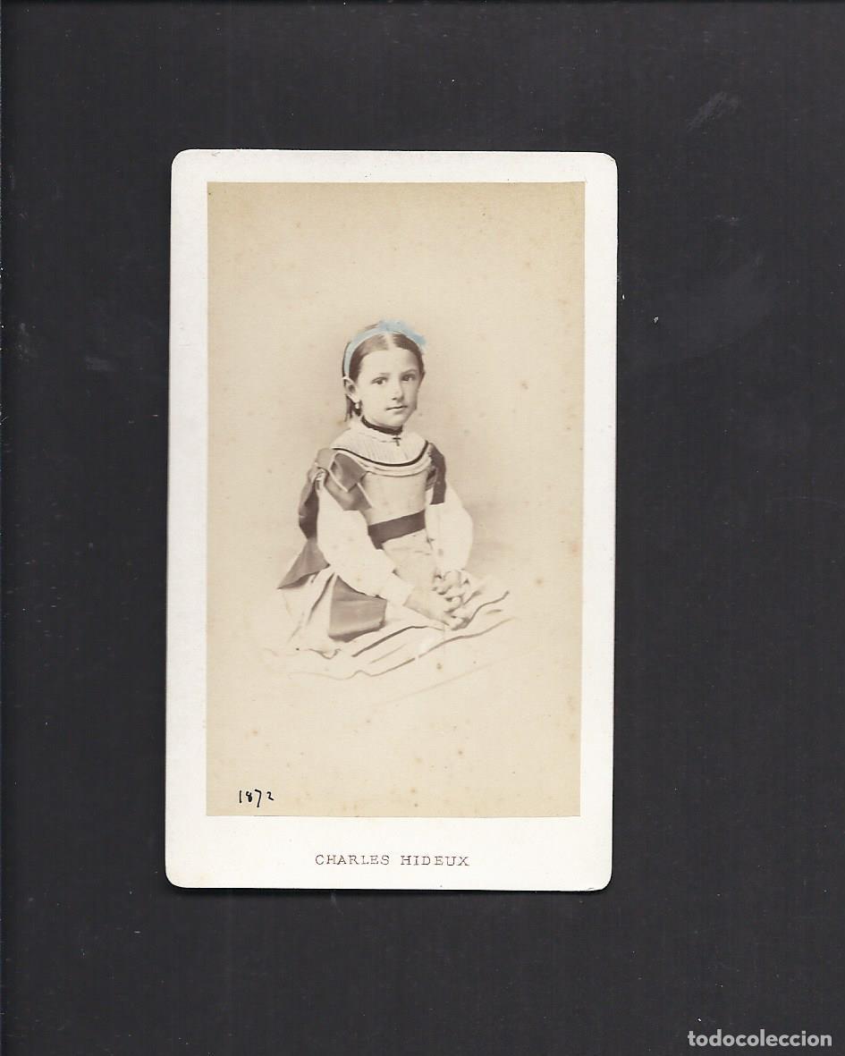 Alte Fotografie: Foto antigua ni&ntilde;a. Siglo XIX. Medidas 10,5 x 6,5 cm aprox.