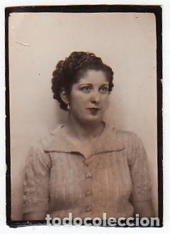 Fotograf&iacute;a antigua: Photomaton Fotomat&oacute;n. Mujer. Dama con ondas en el pelo. A&ntilde;os 30-40 h aa