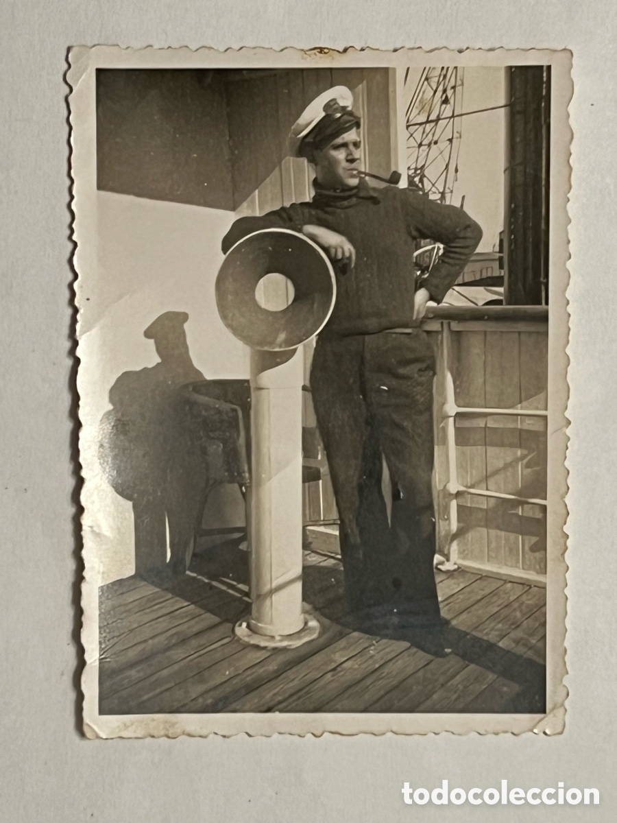 Fotografia antiga: MARINERO.. MARINO.. Fotograf&iacute;a antigua.. un verdadero LoBo de Mar.. (h.1945?)