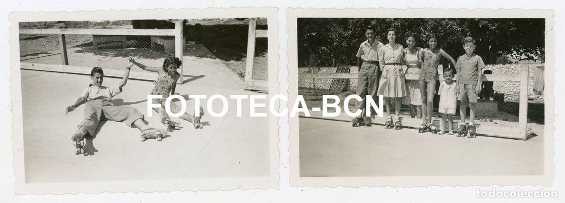 Fotograf&iacute;a antigua: 2 FOTOS ORIGINALES CARDEDEU PISTA DE PATINAJE INSTALACIONES DE LA PISCINA A&Ntilde;O 1950