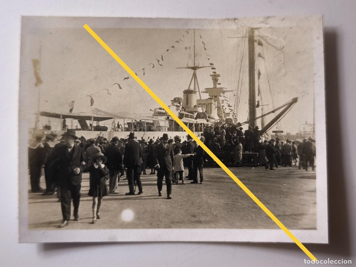 Fotografia antiga: Antigua fotograf&iacute;a. Barco. Barcos de guerra. Puerto de Barcelona ? Principios siglo XX