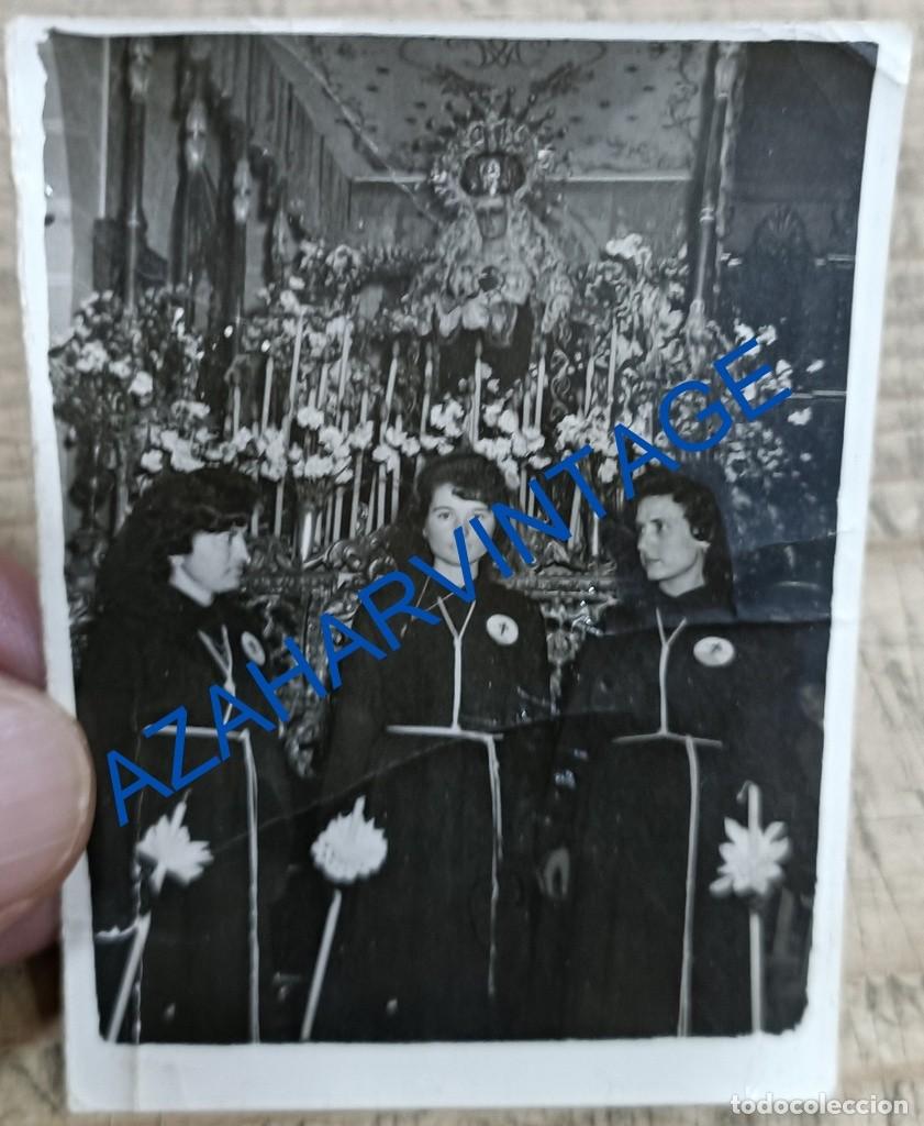 Fotograf&iacute;a antigua: SEMANA SANTA CARMONA, ANTIGUA FOTOGRAFIA VIRGEN DE LOS DOLORES, 58X80MM