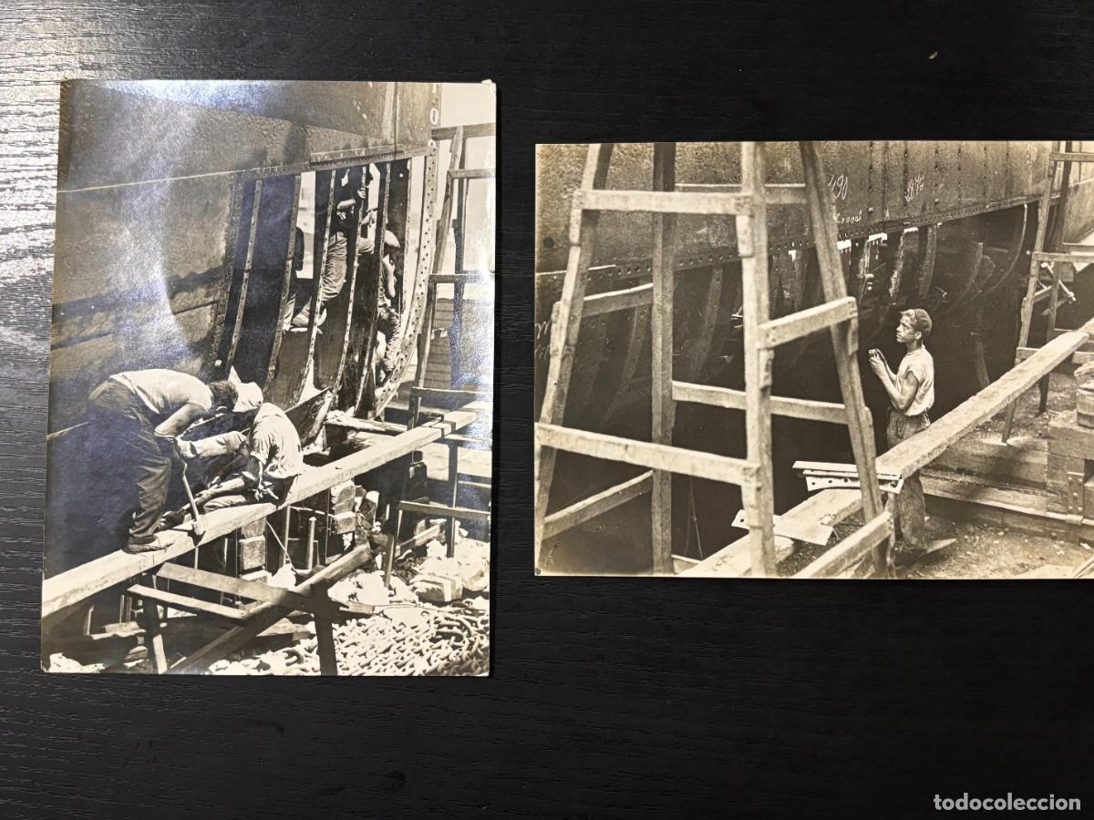 Fotografia antica: LOTE DE 2 FOTOS. ASTILLEROS DE C&Aacute;DIZ. CONSTRUCCI&Oacute;N DE BARCOS. FOTOS ARENAS. VER