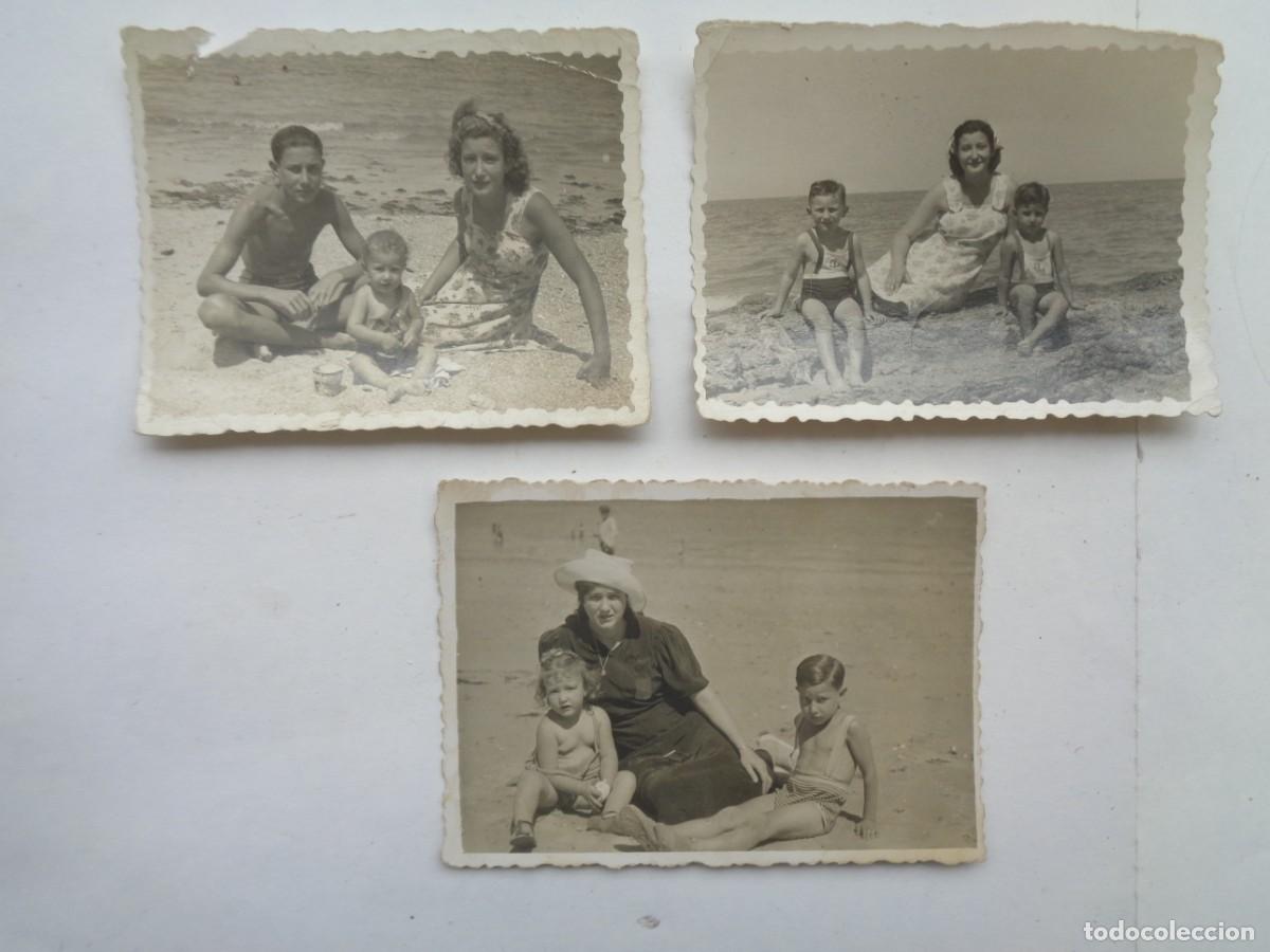 Fotografia antiga: LOTE DE 3 MINUTEROS DE FOTOGRAFO CALLEJERO DE MUJER Y NI&Ntilde;OS EN LA PLAYA , A&Ntilde;OS 40