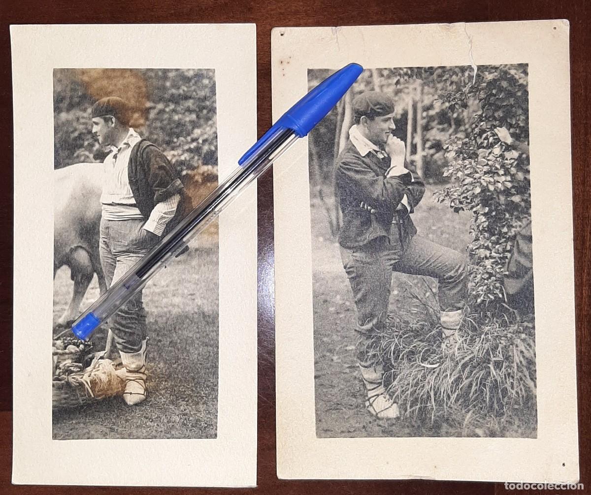 Fotograf&iacute;a antigua: Joven con indumentaria tradicional vasca: habitante de caser&iacute;o o baserritarrak. A&ntilde;os 1920.