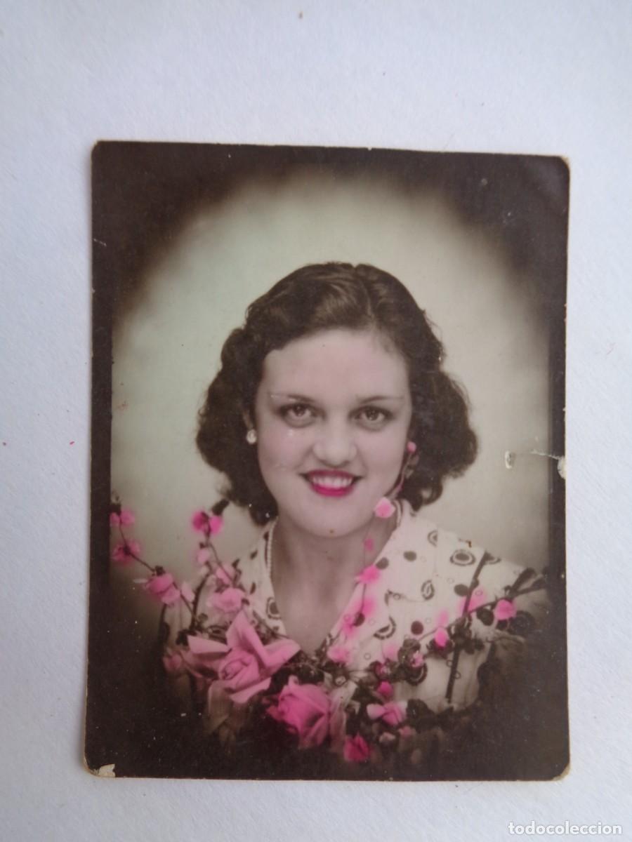 Antique Photography: FOTOMATON DE CHICA CON FLORES , COLOREADA . A&Ntilde;OS 30