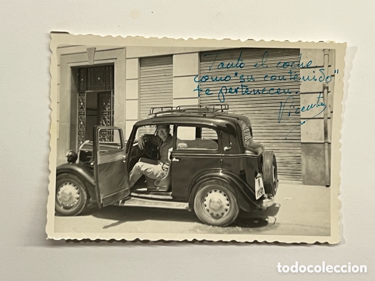Fotograf&iacute;a antigua: FIAT BALILLA ? Fotograf&iacute;a Valencia Vicente a su dedicada a su enamorada&hellip; (h.1950?)