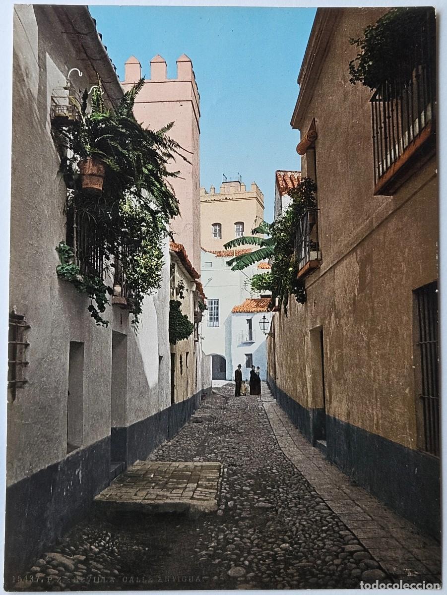 Fotograf&iacute;a antigua: Sevilla, una calle antigua. Photochrome PZ 15437