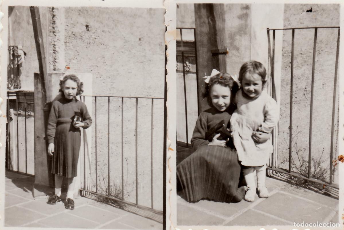 Fotografia antica: 2 fotos. Ni&ntilde;as en la terraza. A&ntilde;os 40 oc