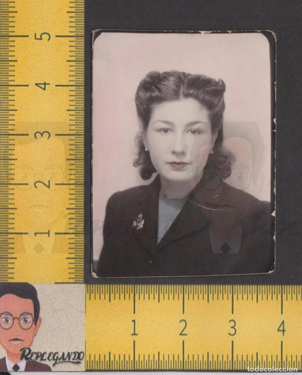 Fotograf&iacute;a antigua: FOTOMATON - GUAPA CHICA JOVEN BROCHE - BELLA MUJER - FOTO ANTIGUA CARNET - PHOTOMATON A&Ntilde;OS 40