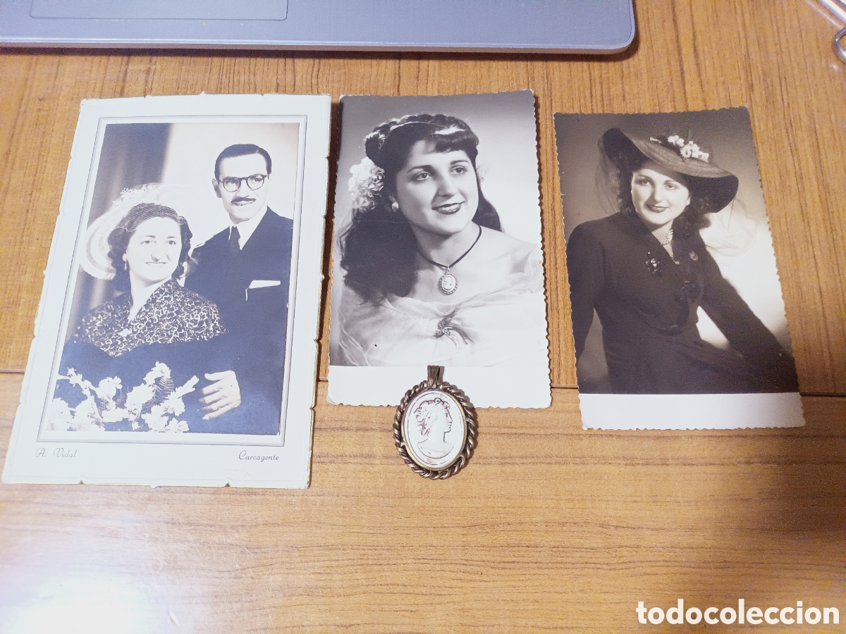 Fotograf&iacute;a antigua: FOTOGRAFIAS A&Ntilde;OS 40 CARCAGENTE CARCAIXENT MUJER GUAPA Y COLGANTE DE EPOCA MISMO QUE LA FOTO CAMAFEO