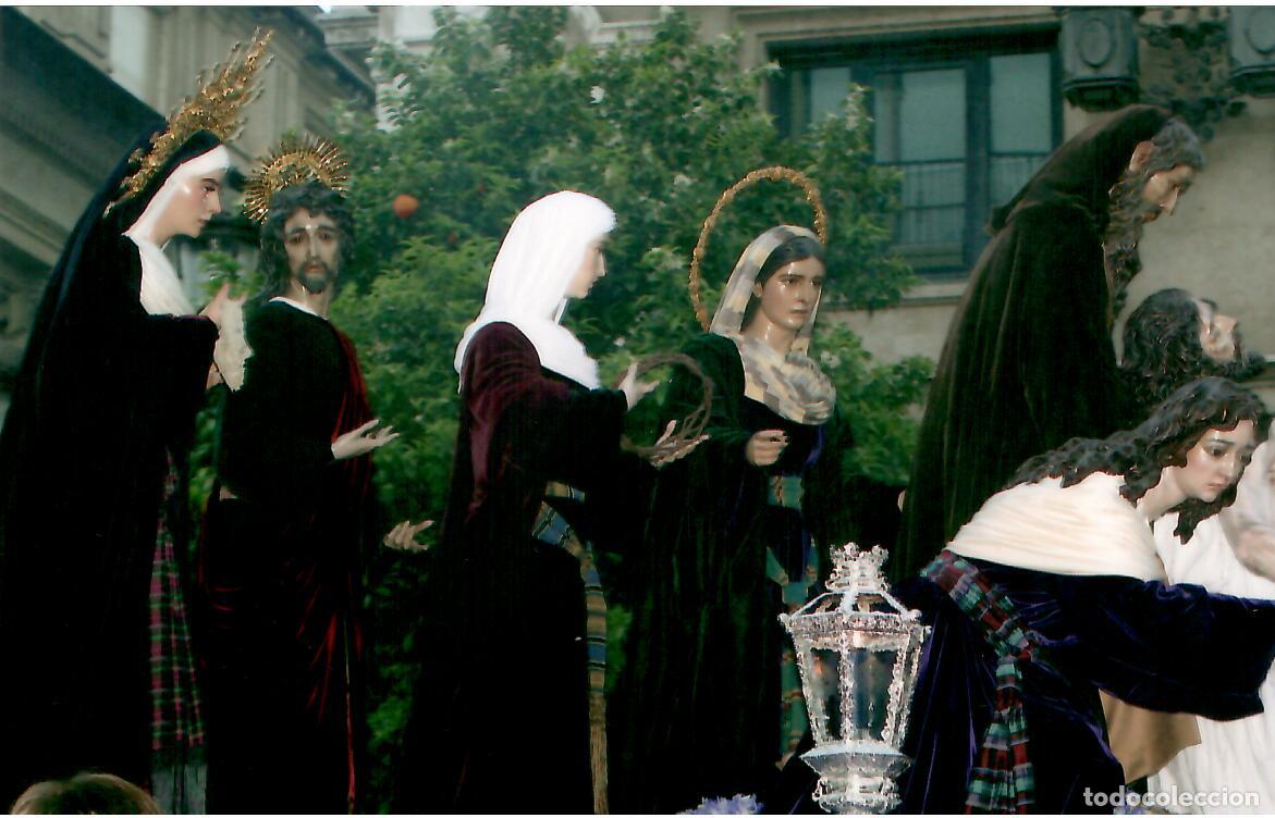 Fotografia antiga: SEMANA SANTA SEVILLA, ANTIGUA FOTOGRAFIA PASO DE MISTERIO SANTA MARTA, 15X10 CMS