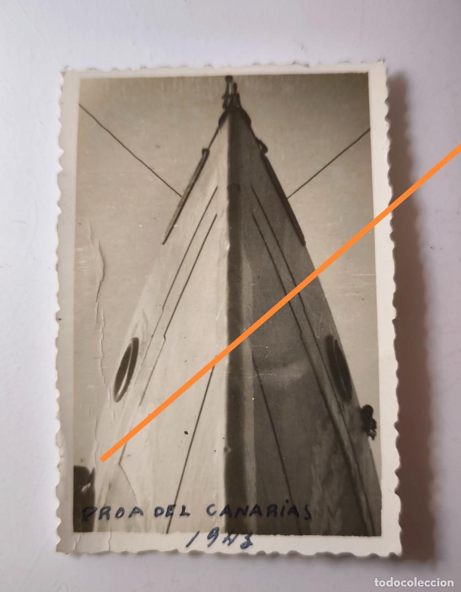 Fotograf&iacute;a antigua: Antigua fotograf&iacute;a. Barco crucero Militar Canarias. Proa. A&ntilde;os 40.