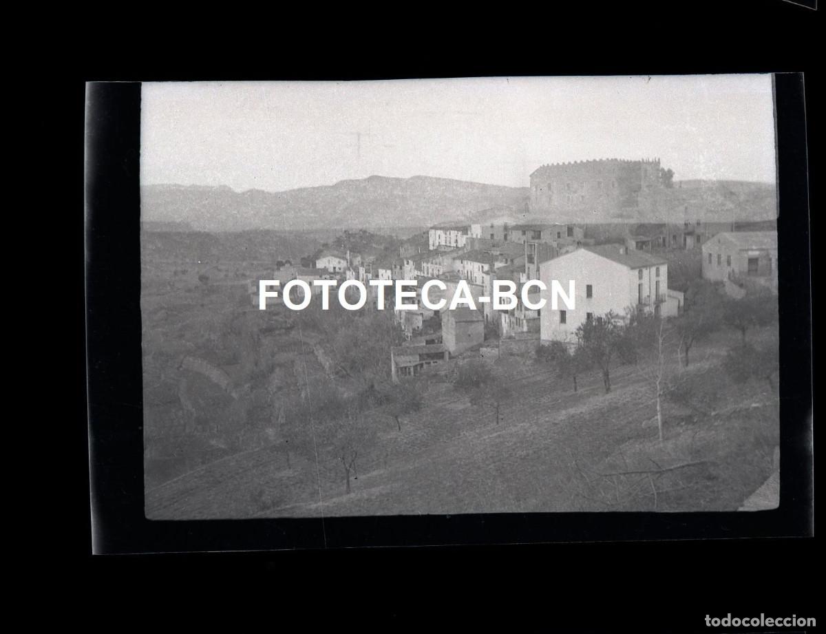 Antique Photography: NEGATIVO LA TORRE DE CLARAMUNT VISTA DE LA POBLACION A&Ntilde;OS 40