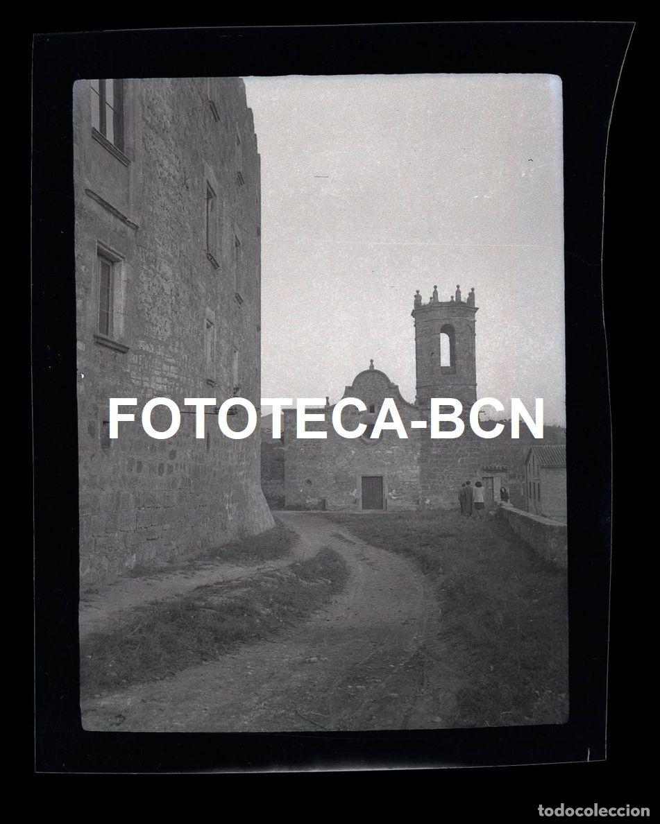 Antique Photography: NEGATIVO LA TORRE DE CLARAMUNT VISTA DE LA IGLESIA A&Ntilde;OS 40