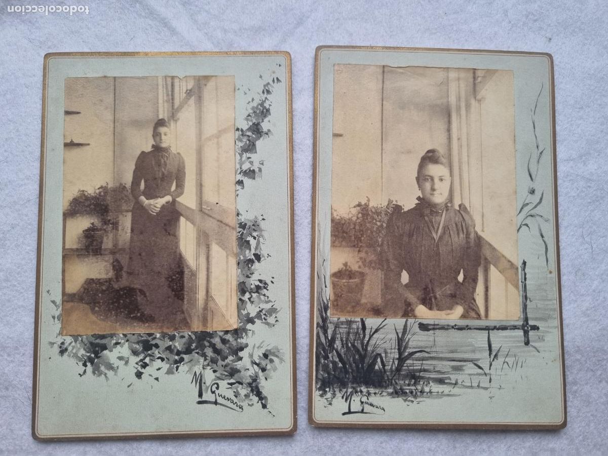 Fotograf&iacute;a antigua: PAREJA DE FOTOS CON ACUARELA DE M. GUEVARA PRINCIPIOS S.XIX v6