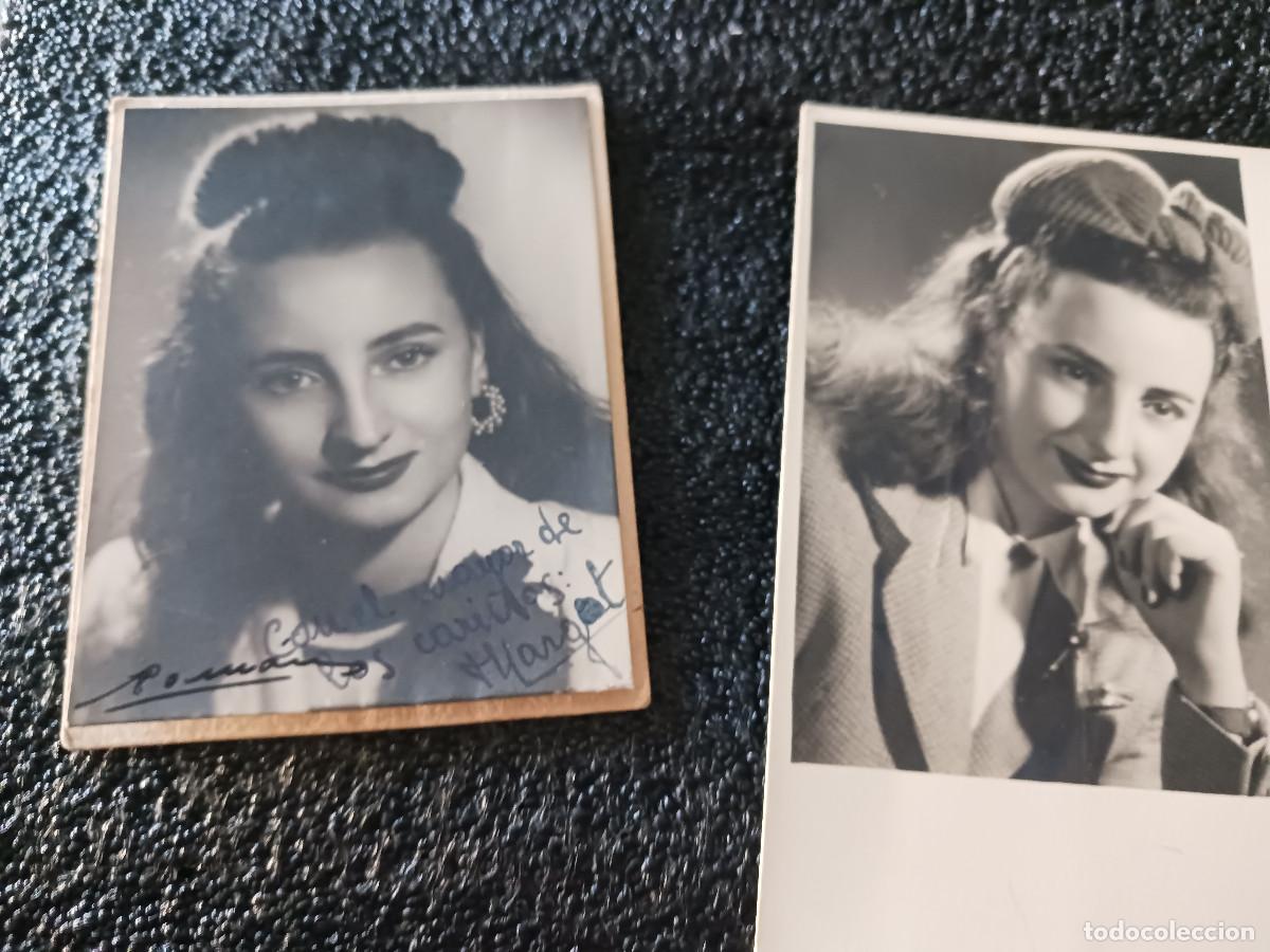 Fotograf&iacute;a antigua: dos fotografias de margot, teatro, una dedicada, estudios guirau y roman