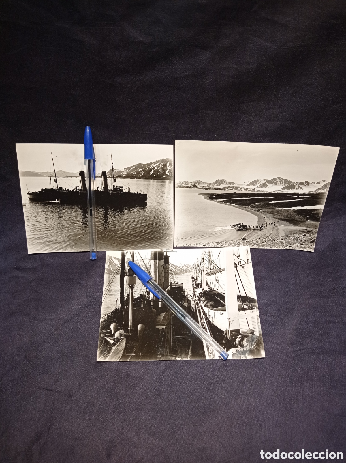 Fotograf&iacute;a antigua: 3 FOTOGRAF&Iacute;AS HIST&Oacute;RICAS ROMPEHIELOS KRASIN AYUDANDO AL MONTE CERVANTES EN 1928. SVALVBARD. &Uacute;NICAS