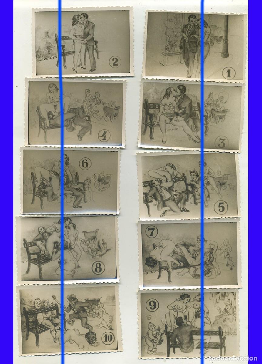Fotograf&iacute;a antigua: SERIE COMPLETA DE 10 FOTOGRAFIAS DE DIBUJOS EROTICOS EL PARQUE DE LAS TENTACIONES A&Ntilde;OS 20