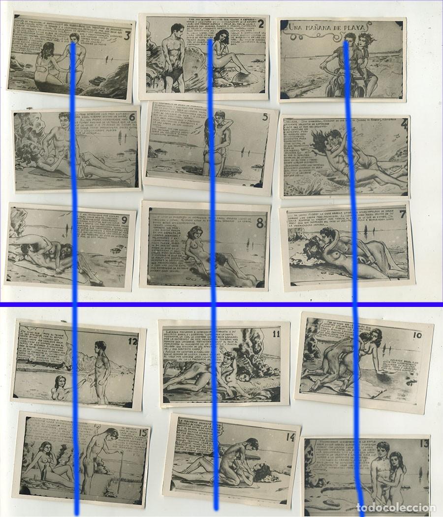 Fotograf&iacute;a antigua: SERIE COMPLETA DE 15 FOTOGRAFIAS DE DIBUJOS EROTICOS EN MOTO A LA PLAYA A&Ntilde;OS 20
