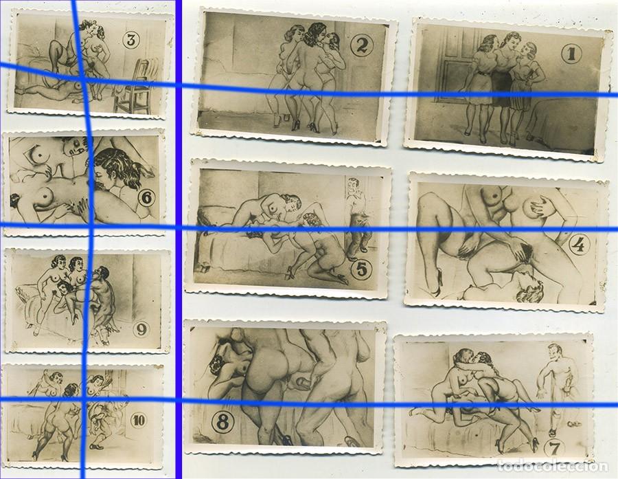 Fotograf&iacute;a antigua: SERIE COMPLETA DE 10 FOTOGRAFIAS DE DIBUJOS EROTICOS TORTILLA DE 3 YEMAS A&Ntilde;OS 20
